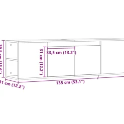 vidaXL Muebles Tv-Mueble de TV de pared con luces LED 135x31x39,5 cm