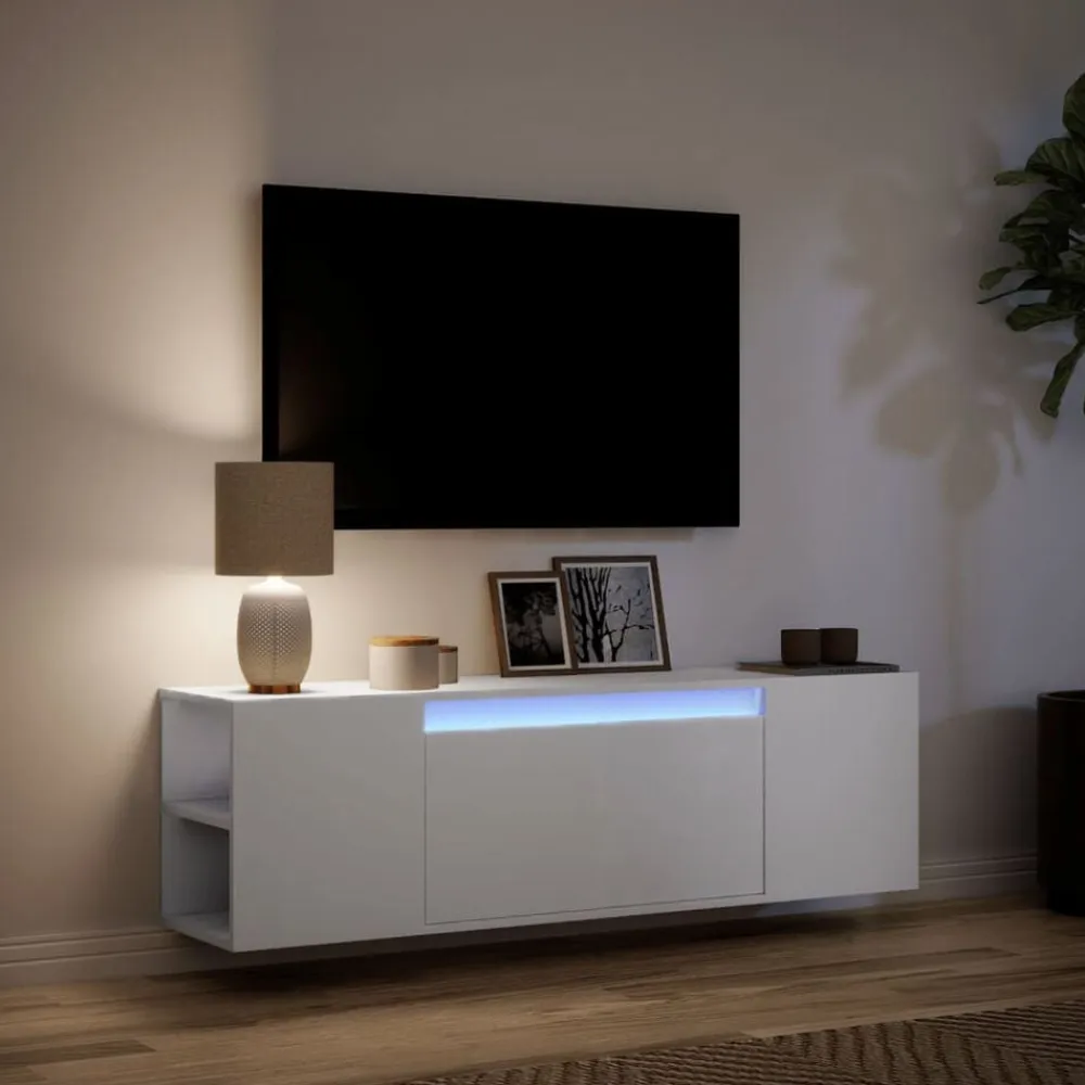 vidaXL Muebles Tv-Mueble de TV de pared con luces LED 135x31x39,5 cm