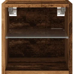 vidaXL Muebles Tv-Mueble de TV de pared con luces LED envejecida 30x28,5x30 cm