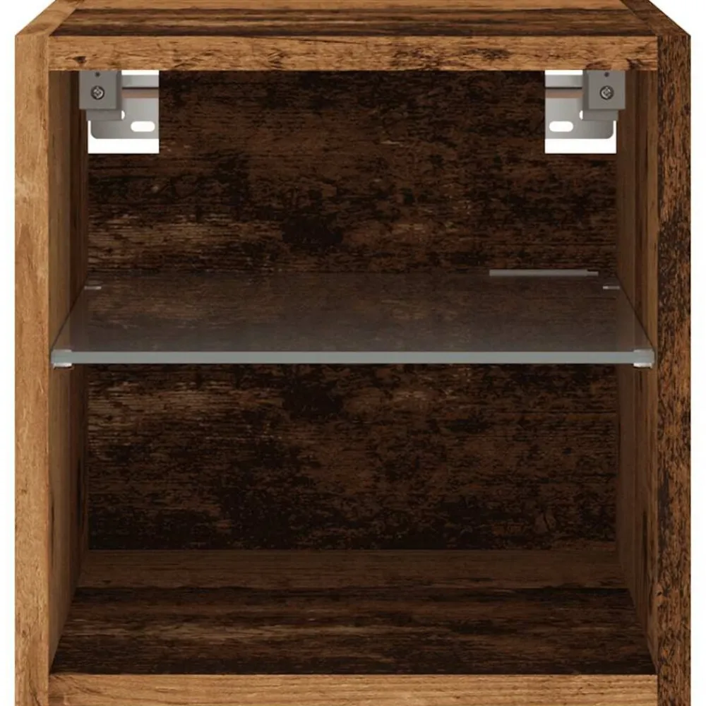 vidaXL Muebles Tv-Mueble de TV de pared con luces LED envejecida 30x28,5x30 cm
