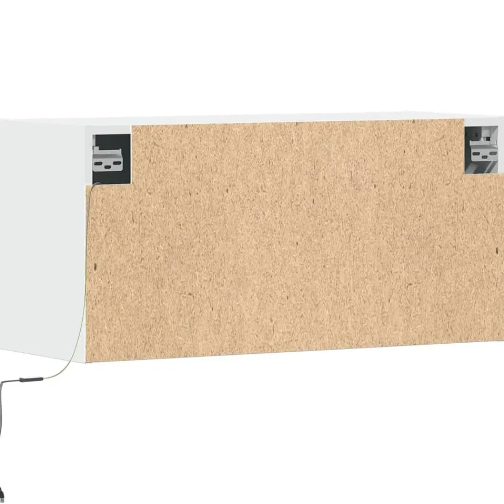 vidaXL Mueble de TV de pared con luces LED 80x31x35 cm Blanco Sale