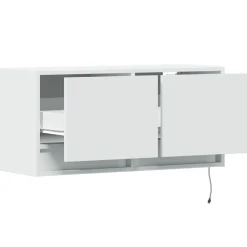 vidaXL Mueble de TV de pared con luces LED 80x31x35 cm Blanco Sale