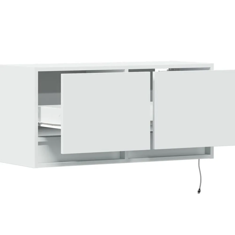 vidaXL Mueble de TV de pared con luces LED 80x31x35 cm Blanco Sale