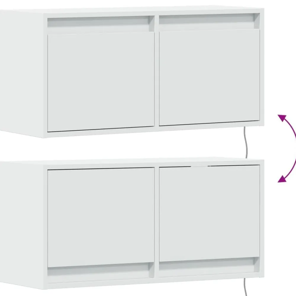 vidaXL Mueble de TV de pared con luces LED 80x31x35 cm Blanco Sale