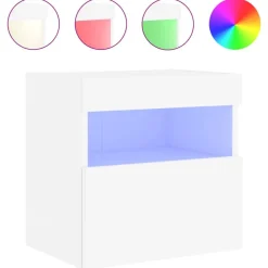 vidaXL Mueble de TV de pared con luces LED 40x30x40 cm Blanco Online