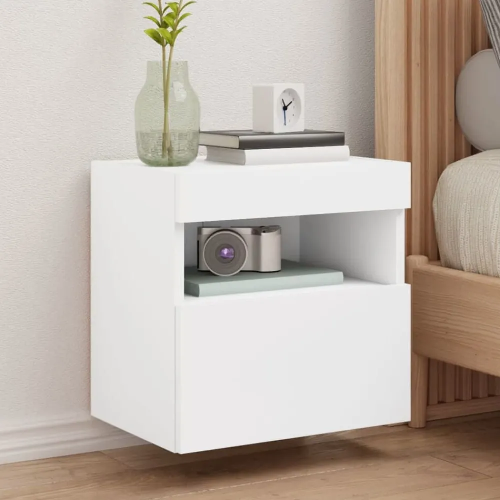 vidaXL Mueble de TV de pared con luces LED 40x30x40 cm Blanco Online