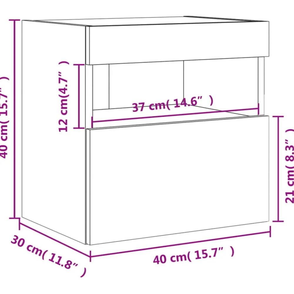 vidaXL Mueble de TV de pared con luces LED 40x30x40 cm Blanco Online