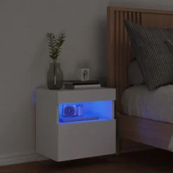 vidaXL Mueble de TV de pared con luces LED 40x30x40 cm Blanco Online