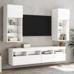 vidaXL Mueble de TV de pared con luces LED 40x30x40 cm Blanco Online