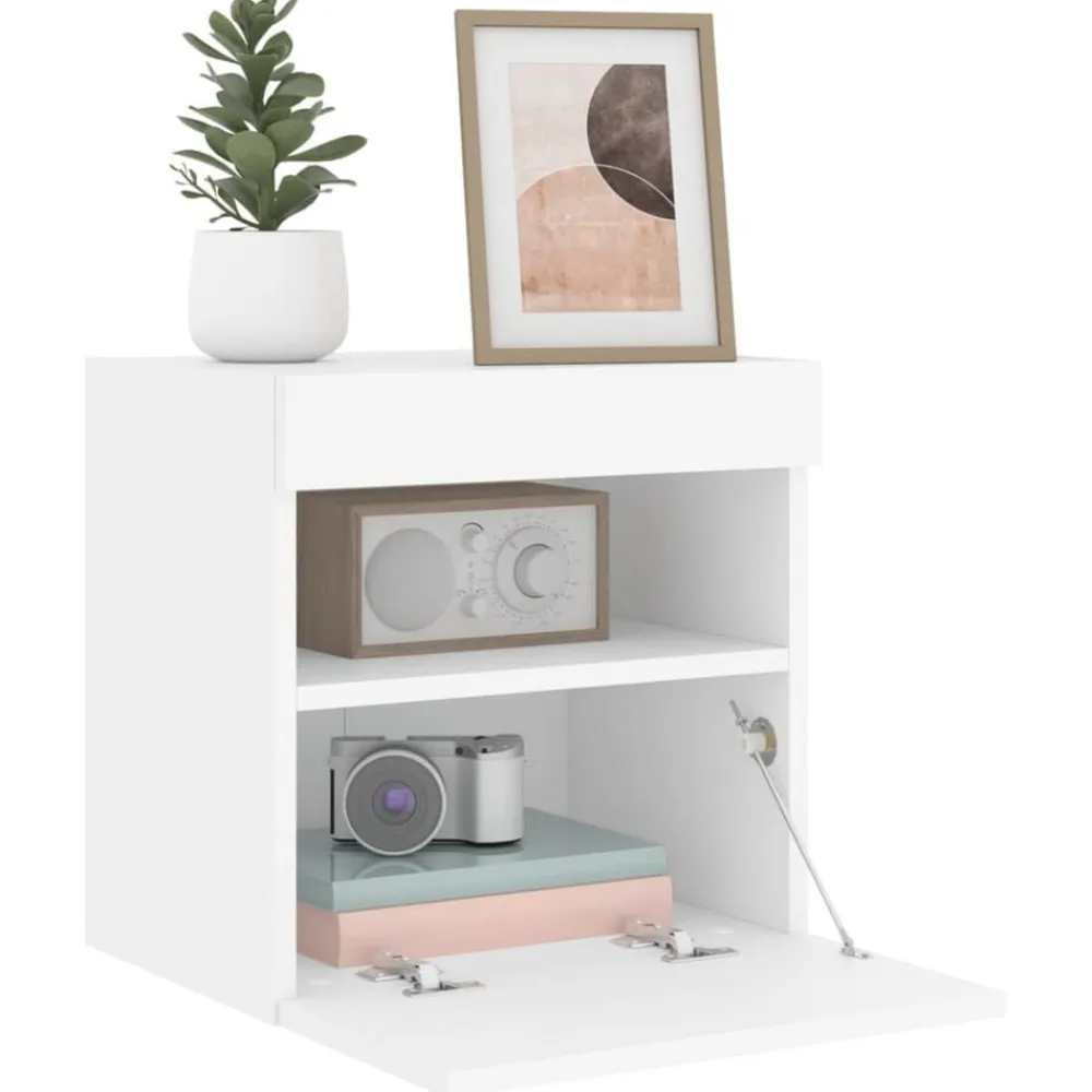 vidaXL Mueble de TV de pared con luces LED 40x30x40 cm Blanco Online