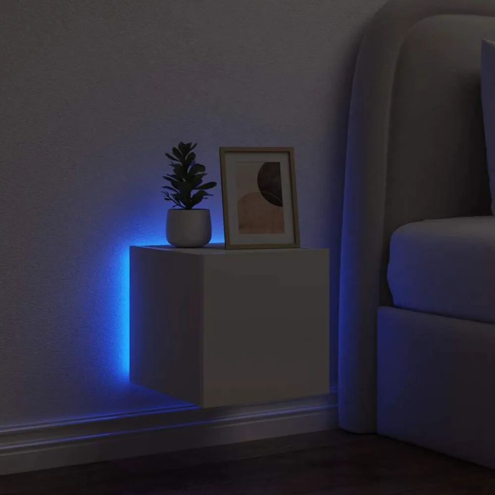 vidaXL Muebles Tv-Mueble de TV de pared con luces LED 30,5x35x30 cm