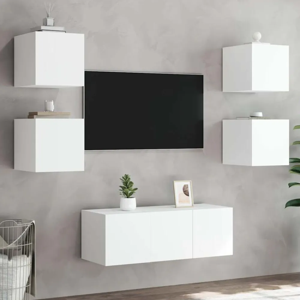 vidaXL Muebles Tv-Mueble de TV de pared con luces LED 30,5x35x30 cm
