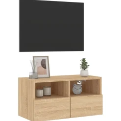 vidaXL Muebles Tv-Mueble de TV de pared madera ingeniería 60x30x30cm