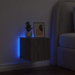 vidaXL Muebles Tv-Mueble de TV de pared con luces LED 30,5x35x30 cm