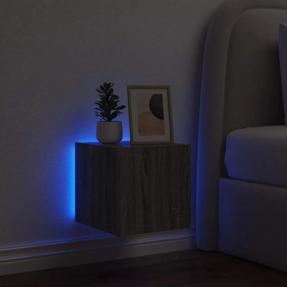 vidaXL Muebles Tv-Mueble de TV de pared con luces LED 30,5x35x30 cm