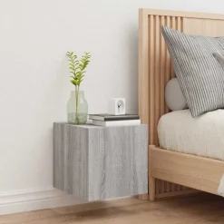 vidaXL Muebles Tv-Mueble de TV de pared con luces LED 30,5x35x30 cm