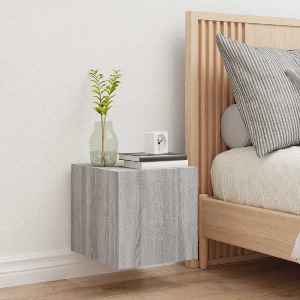 vidaXL Muebles Tv-Mueble de TV de pared con luces LED 30,5x35x30 cm