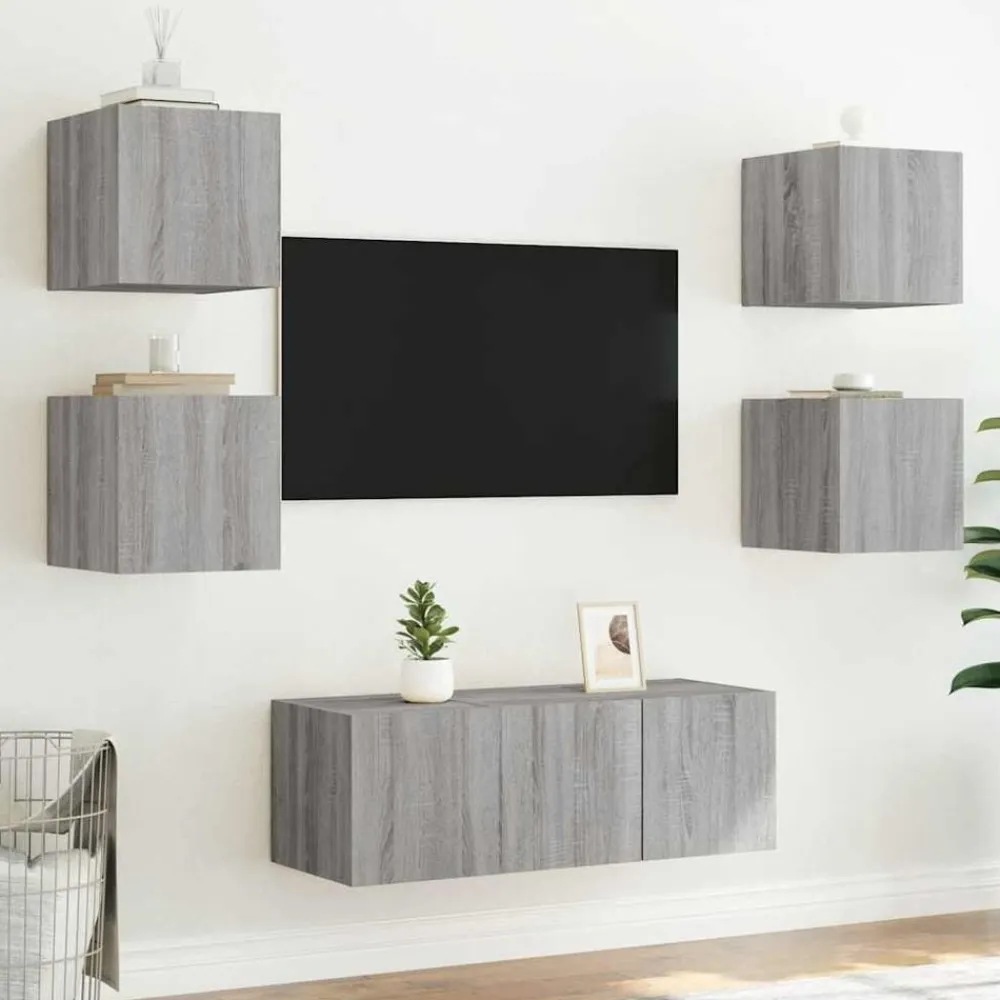 vidaXL Muebles Tv-Mueble de TV de pared con luces LED 30,5x35x30 cm