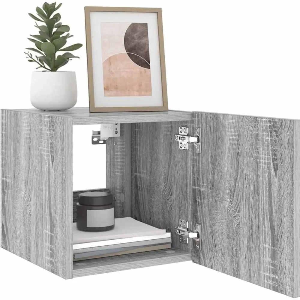 vidaXL Muebles Tv-Mueble de TV de pared con luces LED 30,5x35x30 cm