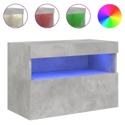 vidaXL Muebles Tv-Mueble de TV de pared con luces LED gris hormigón 60x30x40 cm