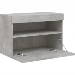 vidaXL Muebles Tv-Mueble de TV de pared con luces LED gris hormigón 60x30x40 cm