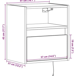vidaXL Mueble de TV de pared con luces LED 41x31x45 cm Blanco Outlet