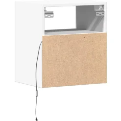 vidaXL Mueble de TV de pared con luces LED 41x31x45 cm Blanco Outlet