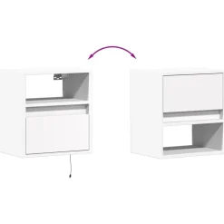 vidaXL Mueble de TV de pared con luces LED 41x31x45 cm Blanco Outlet