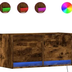 vidaXL Muebles Tv-Mueble de TV de pared con luces LED 80x31x35 cm