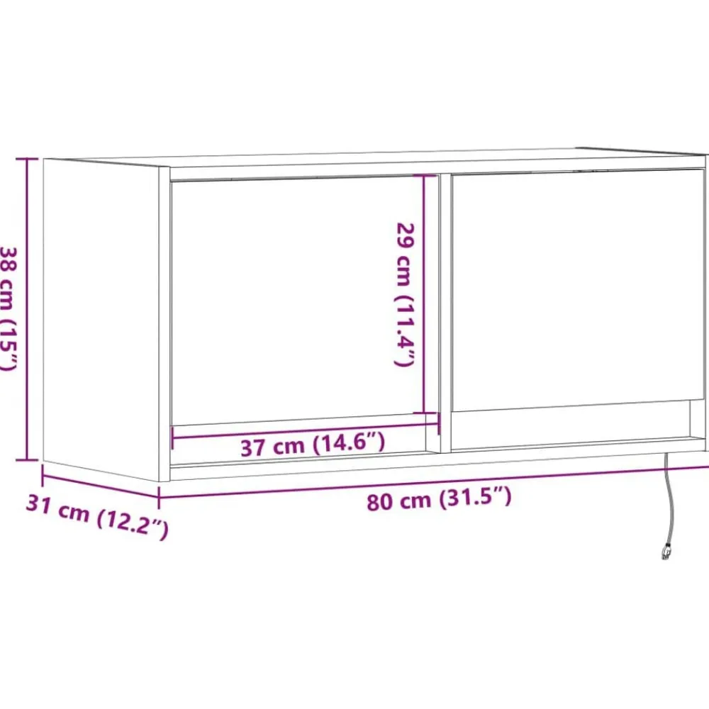 vidaXL Muebles Tv-Mueble de TV de pared con luces LED 80x31x35 cm