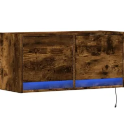 vidaXL Muebles Tv-Mueble de TV de pared con luces LED 80x31x35 cm