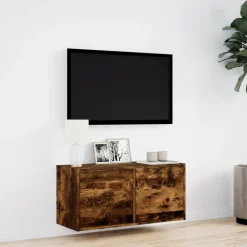vidaXL Muebles Tv-Mueble de TV de pared con luces LED 80x31x35 cm
