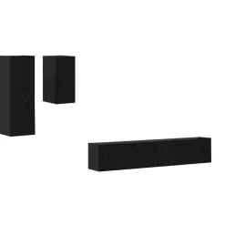 vidaXL Mueble de TV de Pared 3 pcs Madera de ingeniería Roble negro New