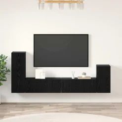 vidaXL Mueble de TV de Pared 3 pcs Madera de ingeniería Roble negro New