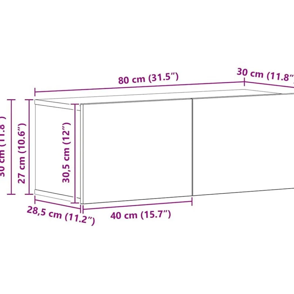 vidaXL Mueble de TV de Pared 3 pcs Madera de ingeniería Roble negro New