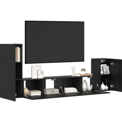 vidaXL Mueble de TV de Pared 3 pcs Madera de ingeniería Roble negro New