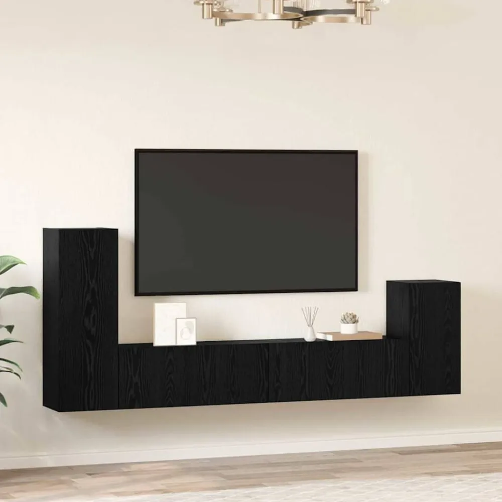 vidaXL Mueble de TV de Pared 3 pcs Madera de ingeniería Roble negro New