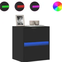 vidaXL Mueble de TV de pared con luces LED 41x31x45 cm Negro Hot