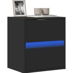 vidaXL Mueble de TV de pared con luces LED 41x31x45 cm Negro Hot
