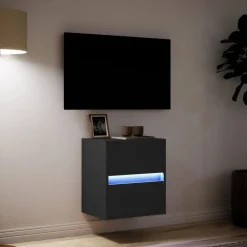 vidaXL Mueble de TV de pared con luces LED 41x31x45 cm Negro Hot
