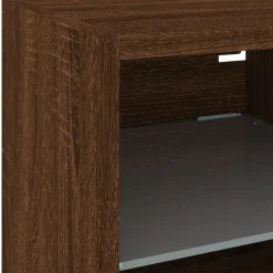 vidaXL Mueble de TV de pared con luces LED roble marrón 30x28,5x30 cm Marrón roble New
