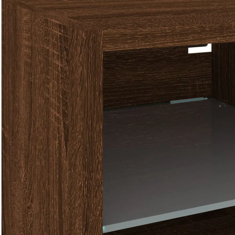 vidaXL Mueble de TV de pared con luces LED roble marrón 30x28,5x30 cm Marrón roble New