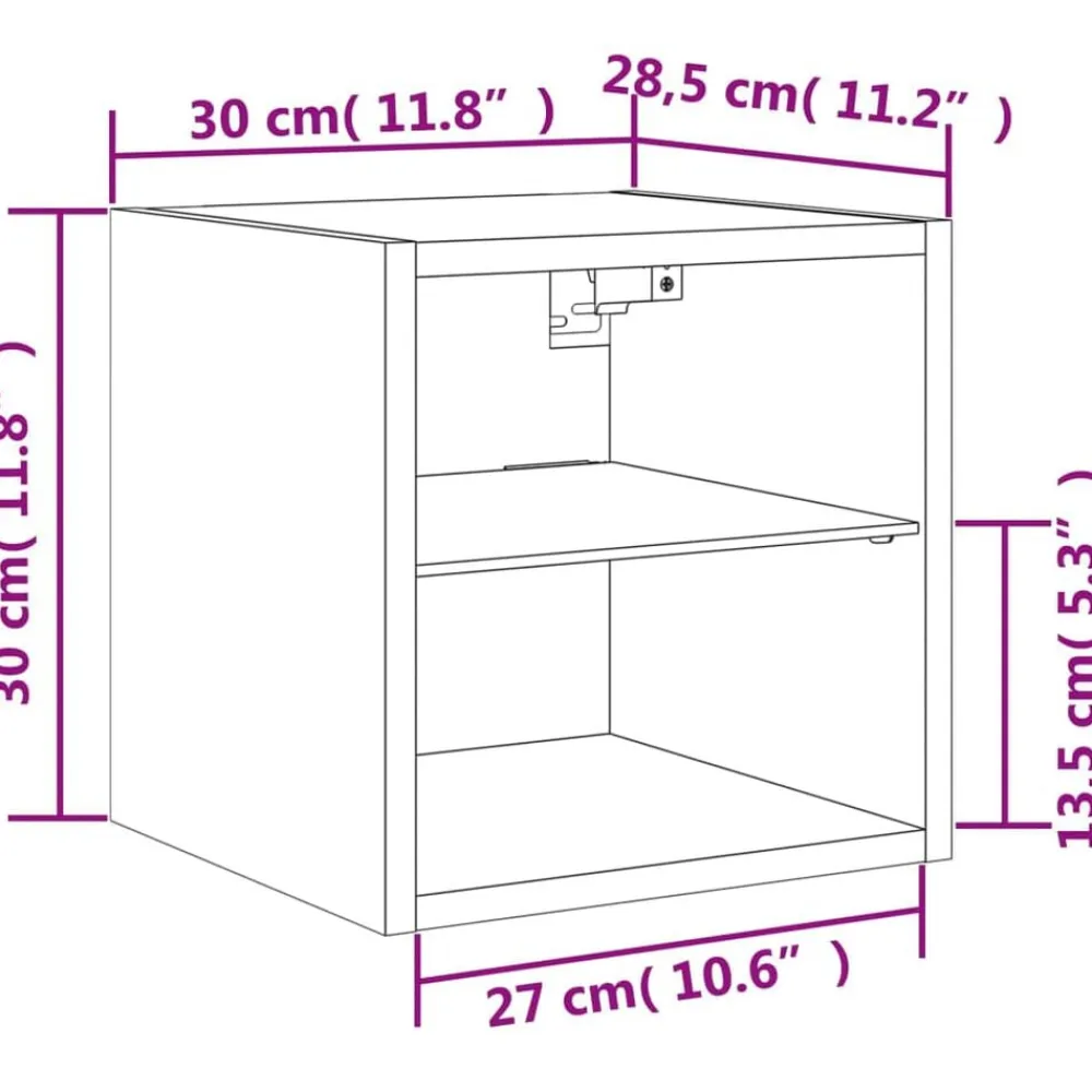 vidaXL Mueble de TV de pared con luces LED roble marrón 30x28,5x30 cm Marrón roble New
