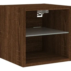 vidaXL Mueble de TV de pared con luces LED roble marrón 30x28,5x30 cm Marrón roble New