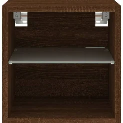 vidaXL Mueble de TV de pared con luces LED roble marrón 30x28,5x30 cm Marrón roble New