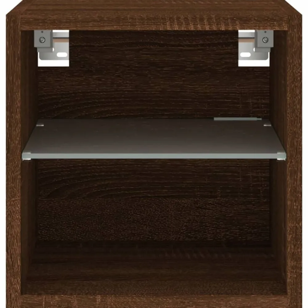 vidaXL Mueble de TV de pared con luces LED roble marrón 30x28,5x30 cm Marrón roble New