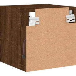 vidaXL Mueble de TV de pared con luces LED roble marrón 30x28,5x30 cm Marrón roble New