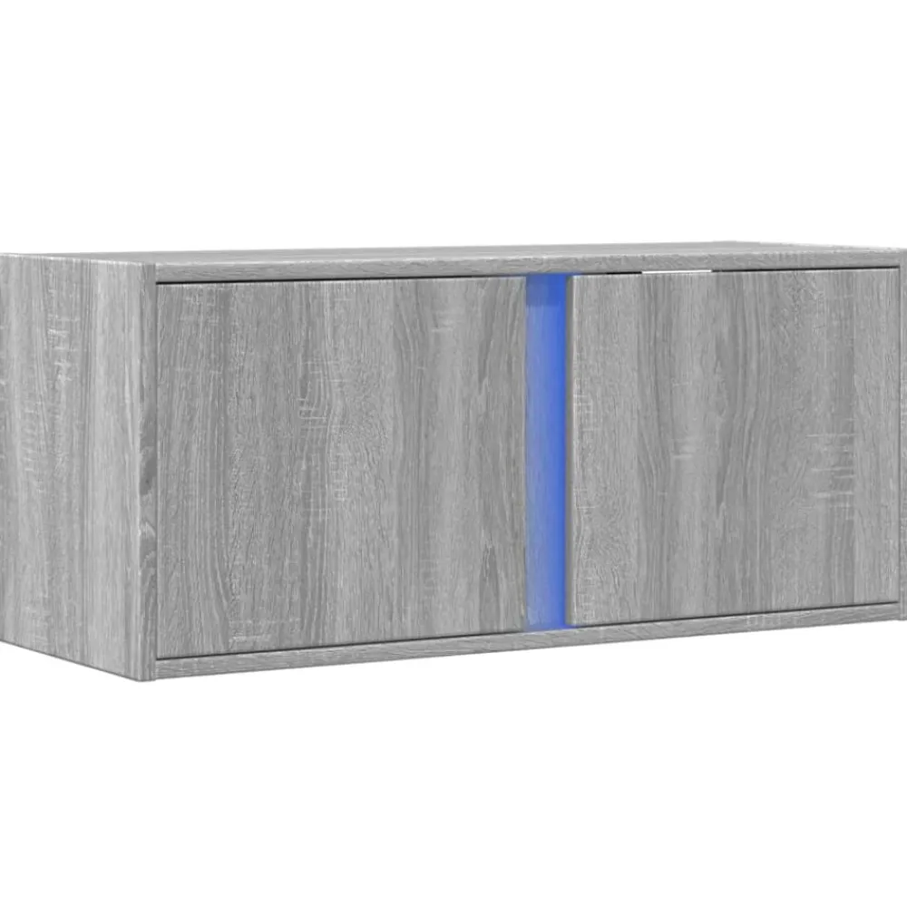 vidaXL Muebles Tv-Mueble de TV de pared con luces LED 80x31x35 cm