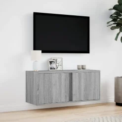 vidaXL Muebles Tv-Mueble de TV de pared con luces LED 80x31x35 cm