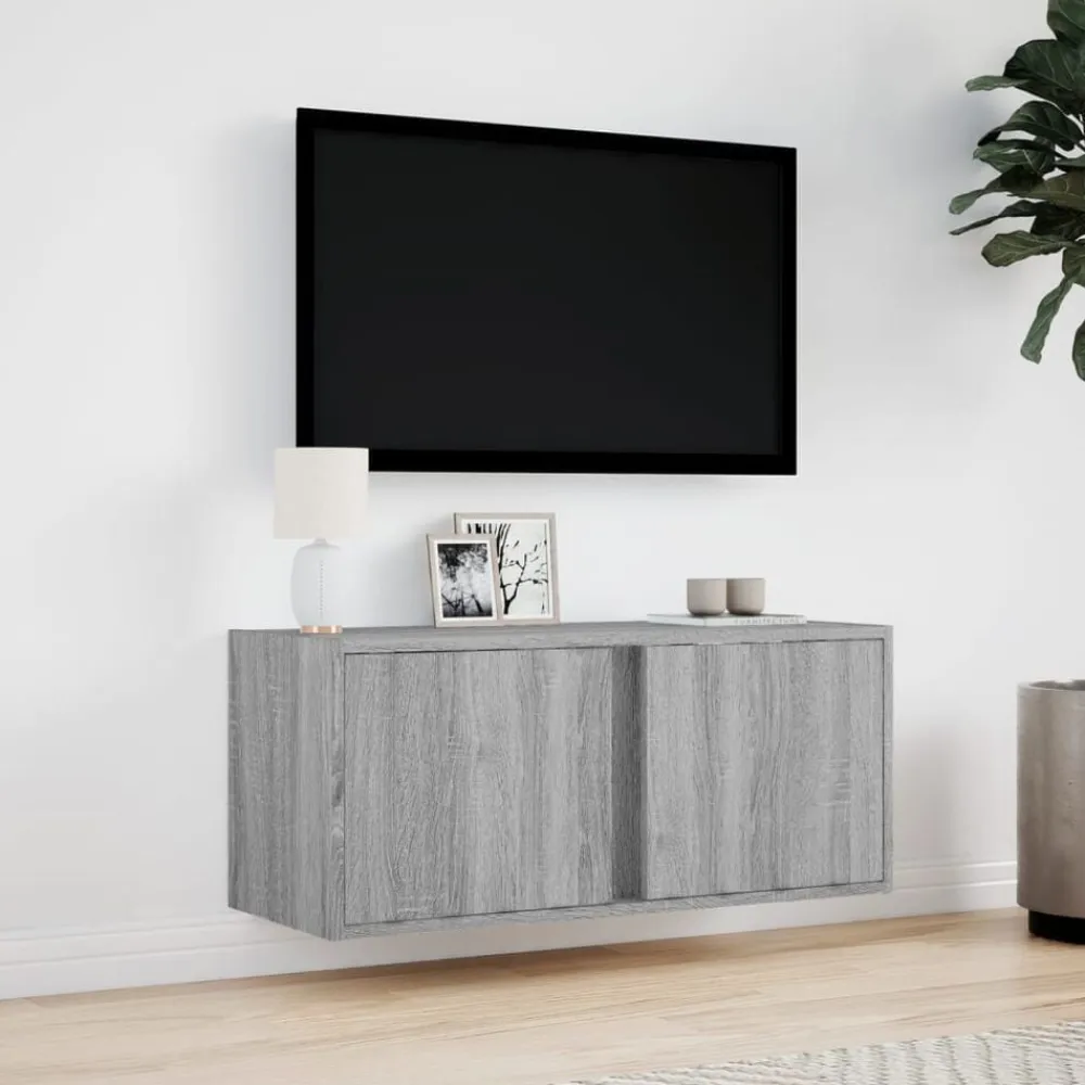 vidaXL Muebles Tv-Mueble de TV de pared con luces LED 80x31x35 cm